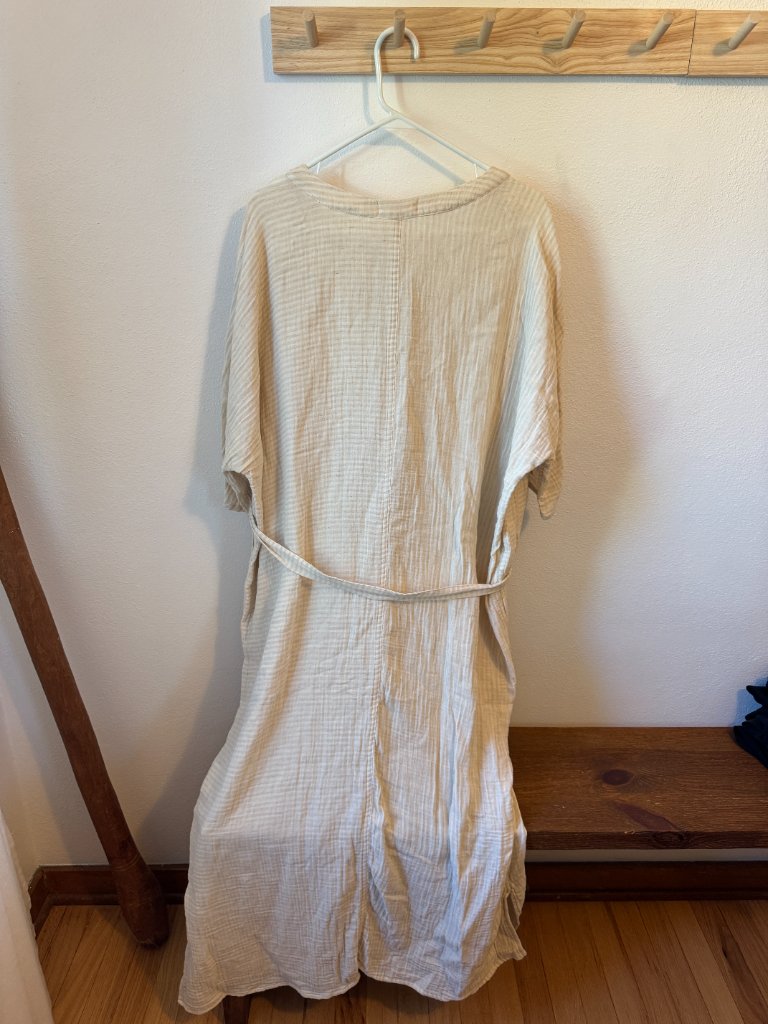 Odd Bird Co Ruya Tunic Dress Ivory Stripe Cotton Gauze Convertible L — image 5 of 6